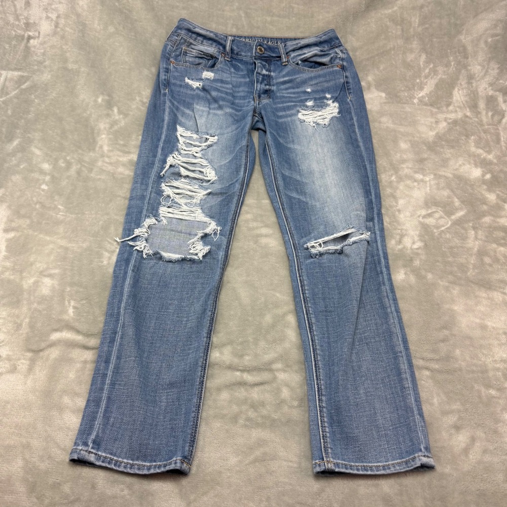 American Eagle Outfitters Womens Tomgirl Distressed Button Fly Jeans Size 6‎